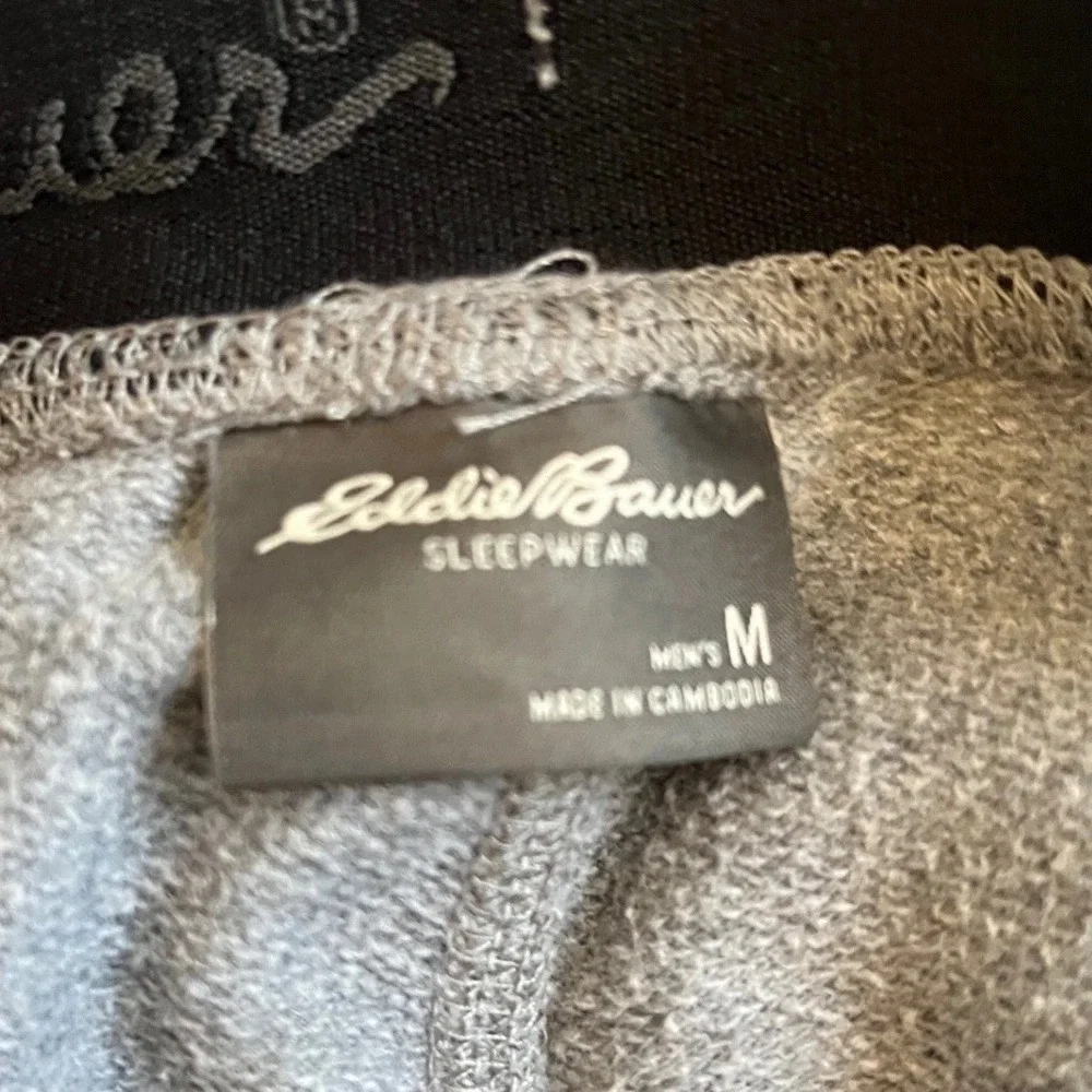 Eddie Bauer Mens Gray Sleepwear Lounge Jogger Pants Medium Heathered Fleece